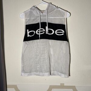 Bebe Black and White Mesh Sleeveless Top - Size M